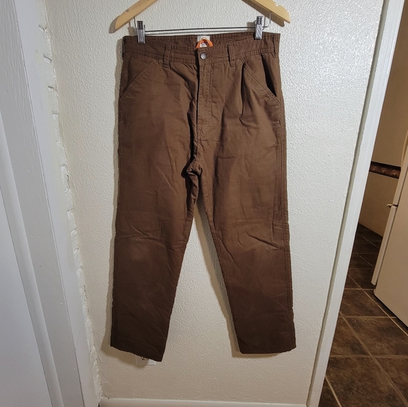 Field and Stream Fleece Lined Work Pants sz 30x30 Brown Utility Workwear Rugged - Picture 1 of 7